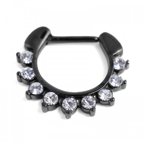 Jewelled Black PVD Coated Septum Ring (SRB-03)