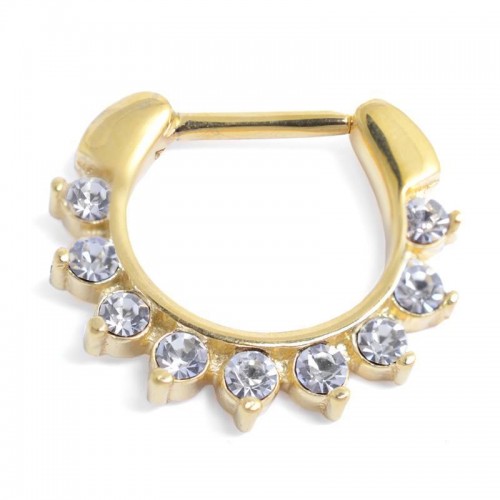 Jewelled Gold PVD Coated Septum Ring (SRG-03)