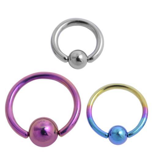 Titanium Anodised Ball Closure Rings with Plain Balls (TT**)