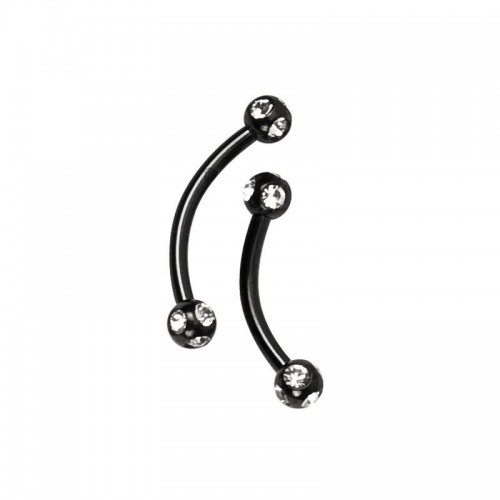 Multi Jewelled Black PVD Coated Steel Curved Barbells (PFMJB87)